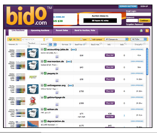 Domain-Namen ersteigern - auf Bido.com schliessen Auktonen oft zu sehr gŸnstigen Preisen. 