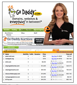 Domain Auktionen auf Go Daddy.com