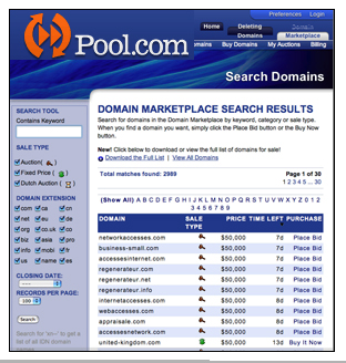 POOL.COM Domain Marktplatz. Versteigerungen von Domains und Domainnamen. Auslaufende Domains kaufen und registrieren.
